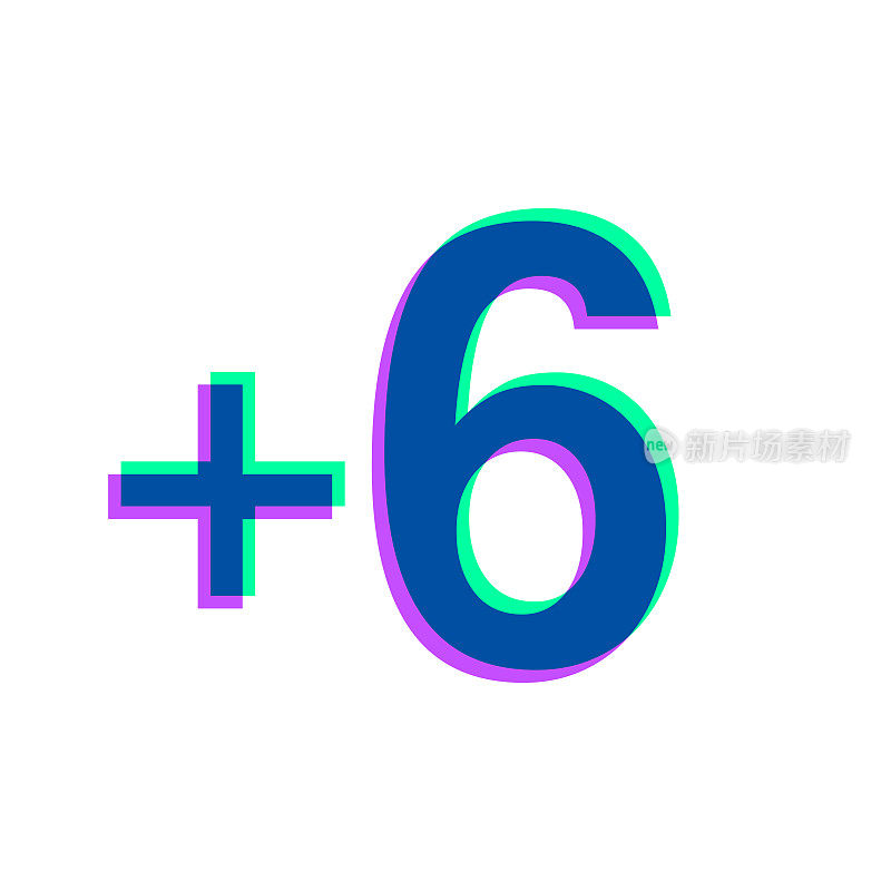 +6 +6。图标与两种颜色叠加在白色背景上